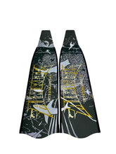 Load image into Gallery viewer, Premium Carbon Fiber Fin Blades - Black &amp; White Shark Baitball
